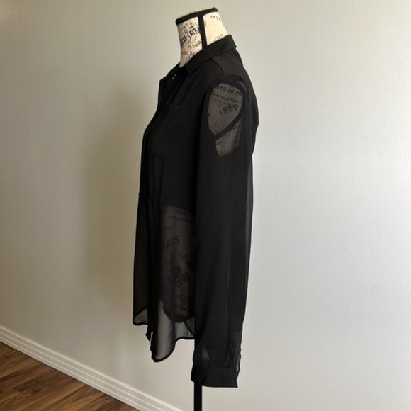 Free People Sheer Button Long Sleeve Shirt/Top  XS - Picture 2 of 6